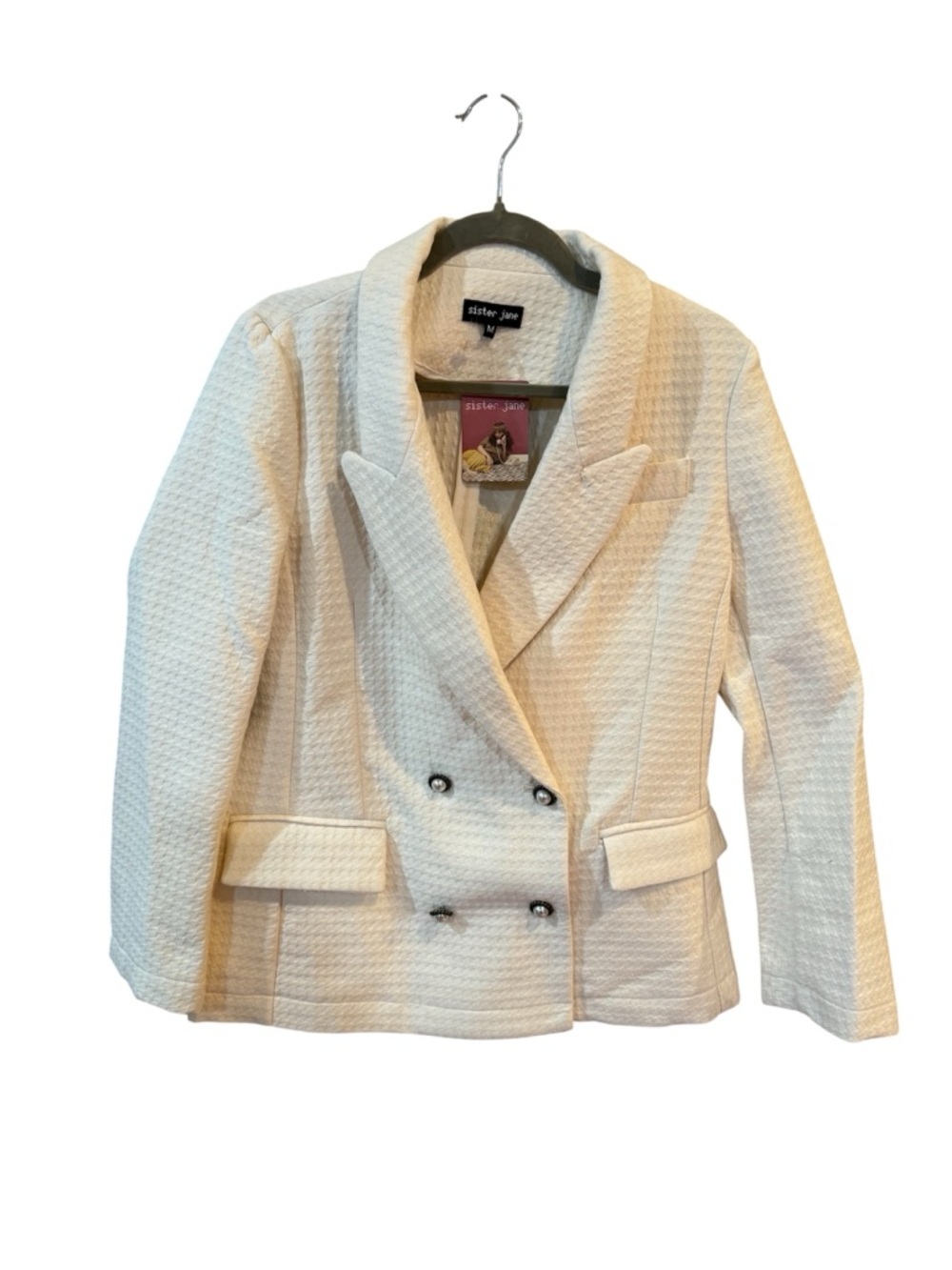 NWT Sister Jane White double breasted textured blazer M
